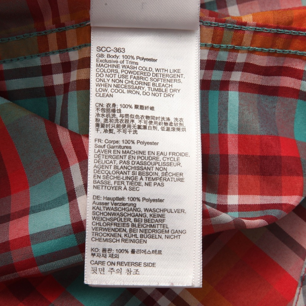 Marmot Men's Large L Short Sleeve Plaid Button-Down Casual Shirt Red Teal - Picture 7 of 12